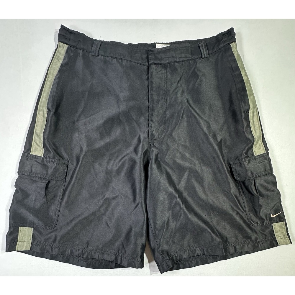 Nike Cargo Shorts Mens XXL Black Olive Pockets Vintage Swoosh Outdoor Golf Gym
